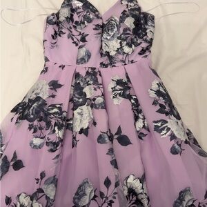 FloralDress in Purple and Navy